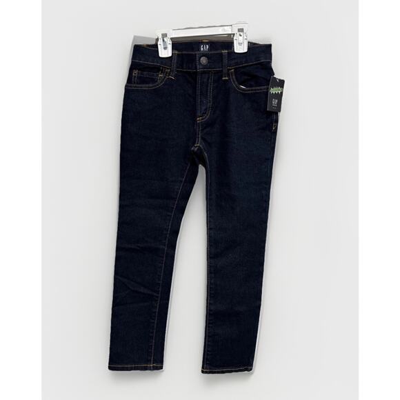 GAP Denim Jeans Boys Size 7 Reg Stretch Skinny Blue Adjustable Waist Pockets - Picture 1 of 10